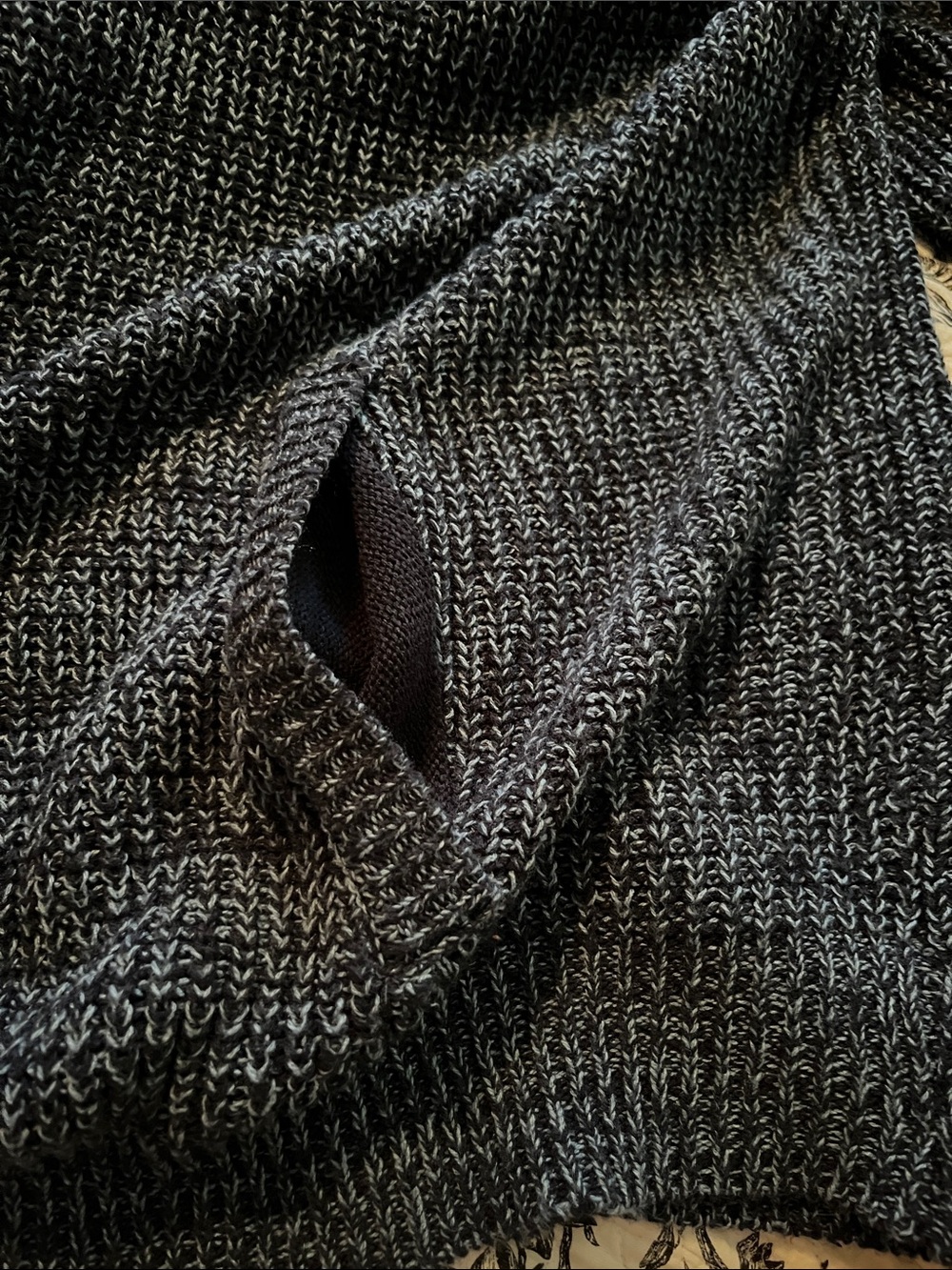 Men's Shawl Collar Button-Front Cardigan Sweater - Gray Marled - Picture 5 of 7